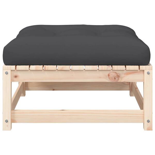 vidaXL Garden Footstool with Cushion Solid Wood Pine