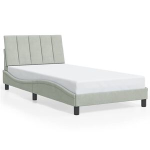 vidaXL Bed Frame without Mattress "Hanko" Light Grey 100x190 cm Velvet
