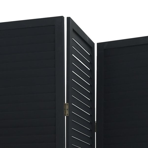 vidaXL Room Divider 3 Panels Black Solid Wood Paulownia