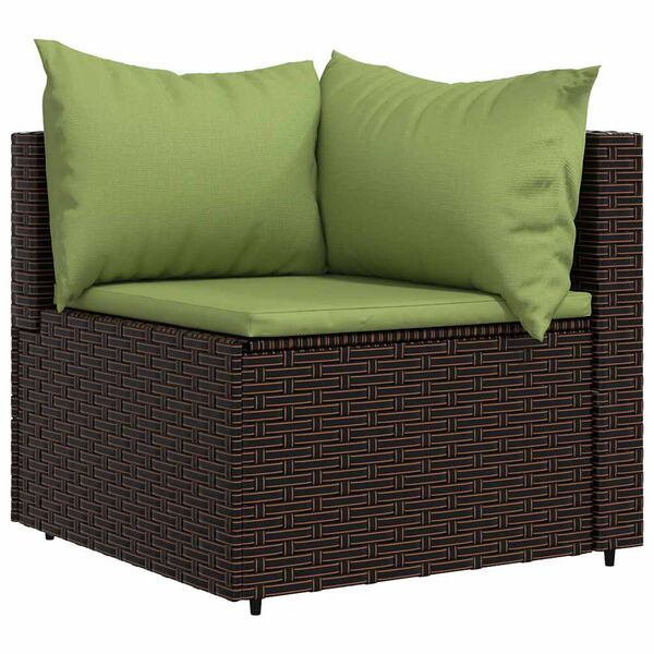 vidaXL 4 Piece Garden Lounge Set with Cushions Brown Poly Rattan