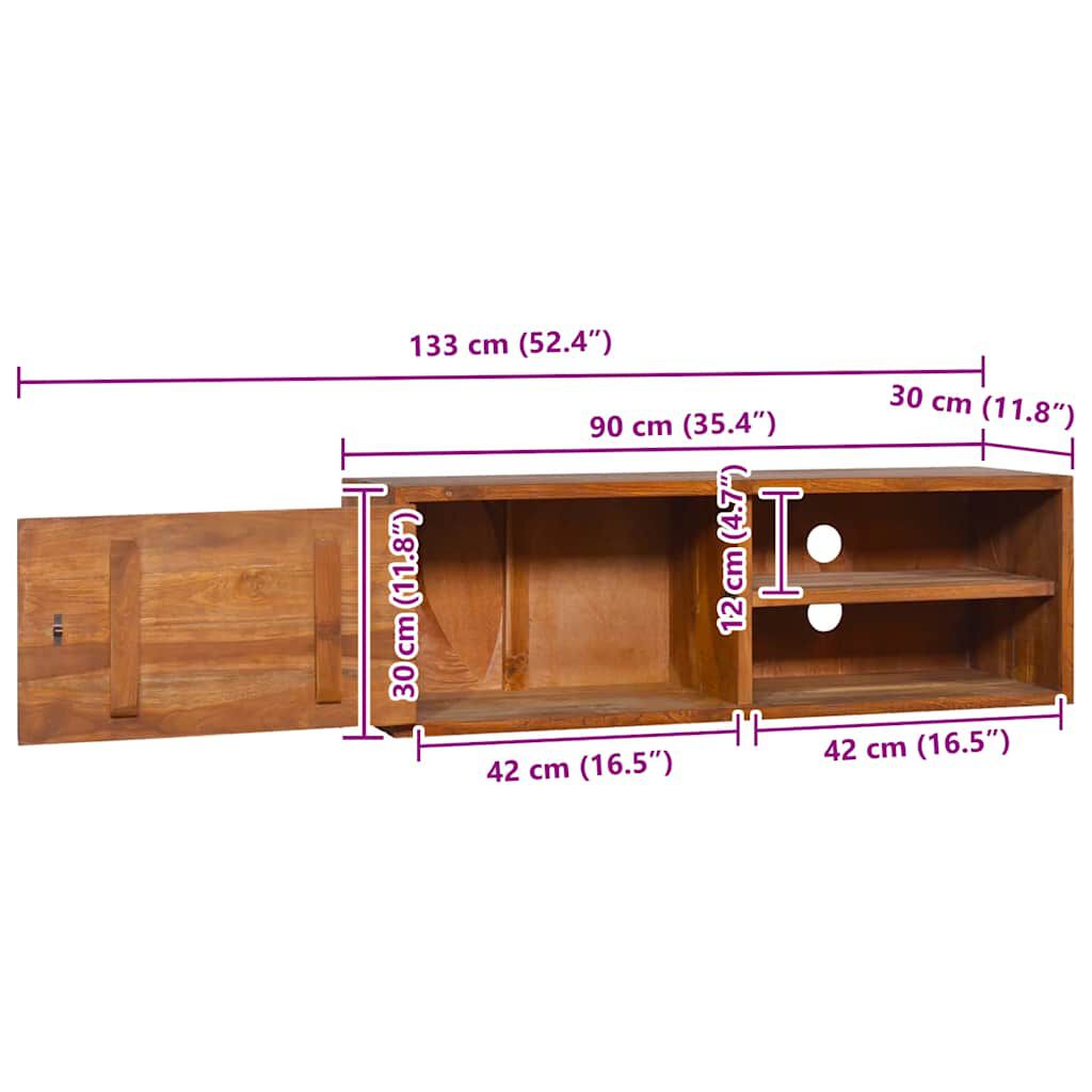 vidaXL Wall-mounted TV Cabinet 90x30x30 cm Solid Teak Wood