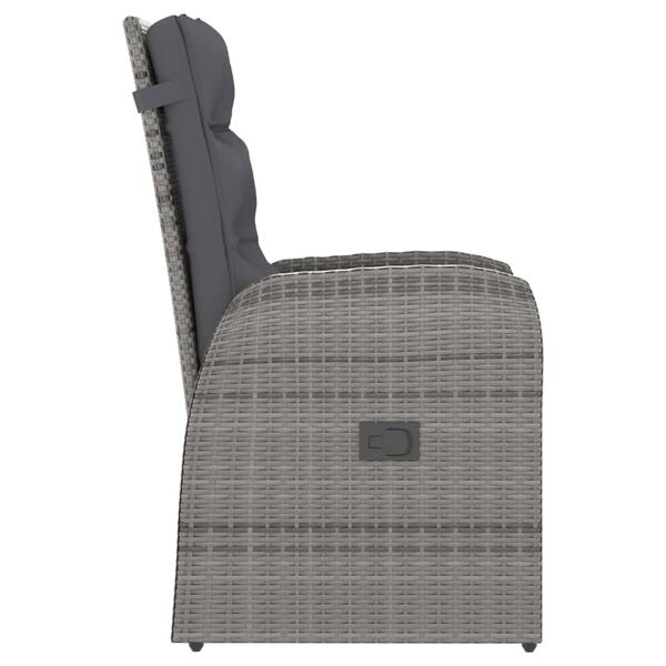 vidaXL 7 Piece Outdoor Dining Set with Cushions Poly Rattan Grey