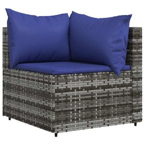 vidaXL Garden Corner Sofa with Cushions Grey Poly Rattan