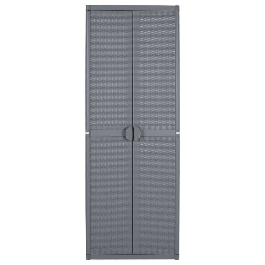 vidaXL Garden Storage Cabinet Grey 65x45x172 cm PP Rattan