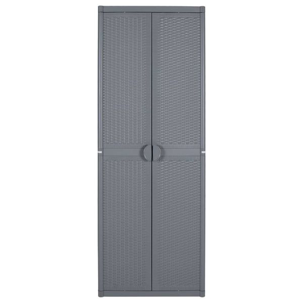 vidaXL Garden Storage Cabinet Grey 65x45x172 cm PP Rattan