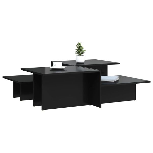 vidaXL Coffee Tables 2 pcs High Gloss Black Engineered Wood