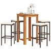 vidaXL 5 Piece Garden Bar Set Brown Solid Wood Acacia and Poly Rattan