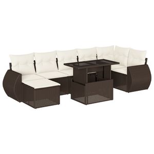 vidaXL 8 Piece Garden Sofa Set with Cushions Brown Poly Rattan