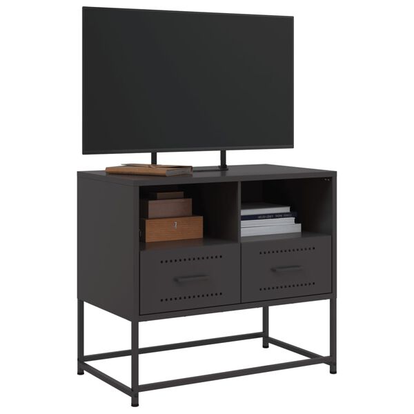 vidaXL TV Cabinet Black 68x39x60.5 cm Steel