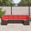 vidaXL Sofa Set with Cushion 7 pcs Brown Poly Rattan