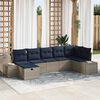 vidaXL Garden Sofa Set with Cushion 7 pcs Grey Poly Rattan