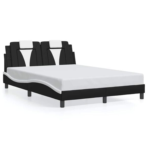 vidaXL Bed Frame "Viana" without Mattress Black and White 137x190 cm Double Faux Leather