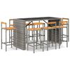 vidaXL 7 Piece Garden Bar Set Grey Poly Rattan& Solid Wood Acacia
