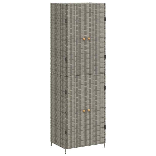 vidaXL Garden Storage Cabinet Grey 59x40x180 cm Poly Rattan