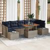 vidaXL Garden Dining Set with Cushion 8 pcs Grey and Navy