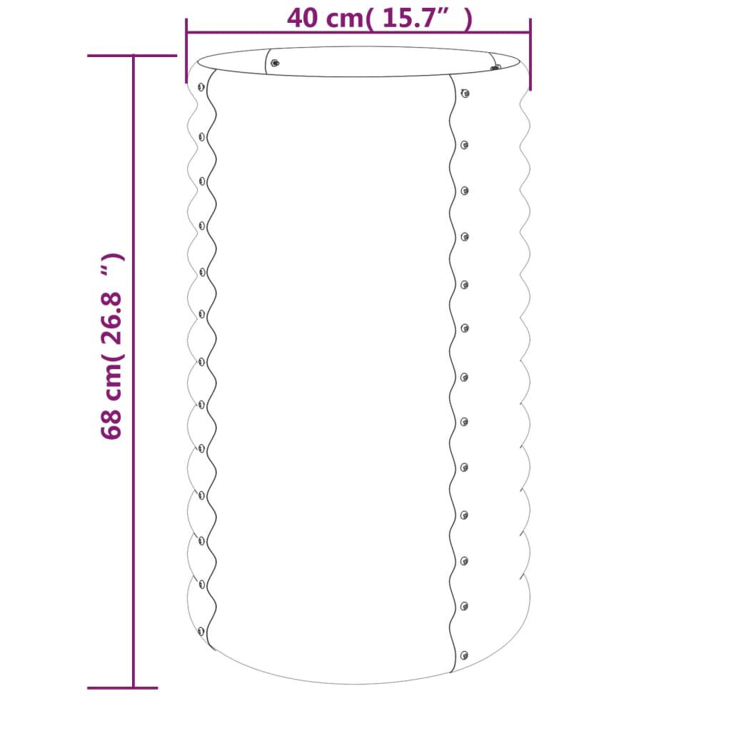 vidaXL Garden Planter Powder-coated Steel 40x40x68 cm Grey