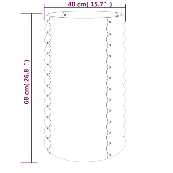 vidaXL Garden Planter Powder-coated Steel 40x40x68 cm Grey