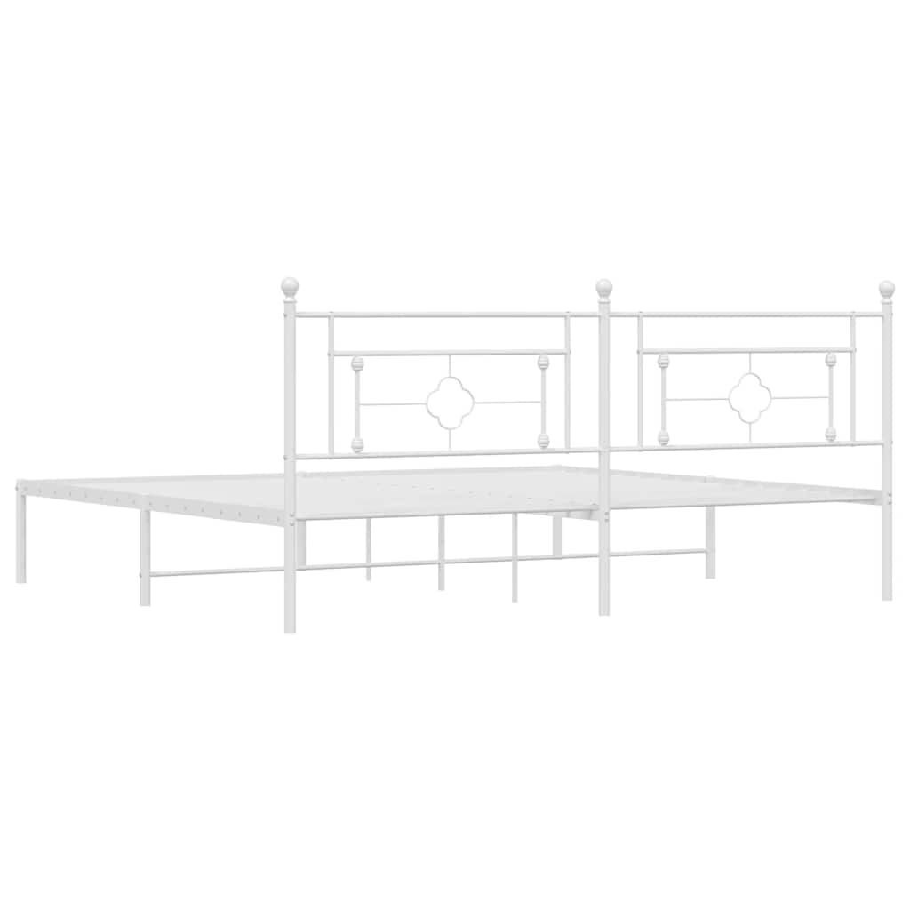 vidaXL Metal Bed Frame without Mattress with Headboard White 193x203cm