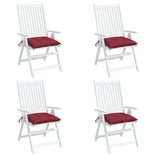 vidaXL Chair Cushions 4 pcs Wine Red 40x40x7 cm Oxford Fabric