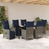 vidaXL Table and Chair Set with Cushion 7 pcs Grey PE Rattan