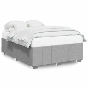 vidaXL Bed Frame without Mattress Light Grey Queen Fabric