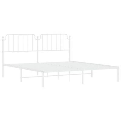 vidaXL Metal Bed Frame with Headboard White 183x213 cm