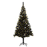 vidaXL Artificial Pre-lit Christmas Tree with Stand Black 210 cm PVC