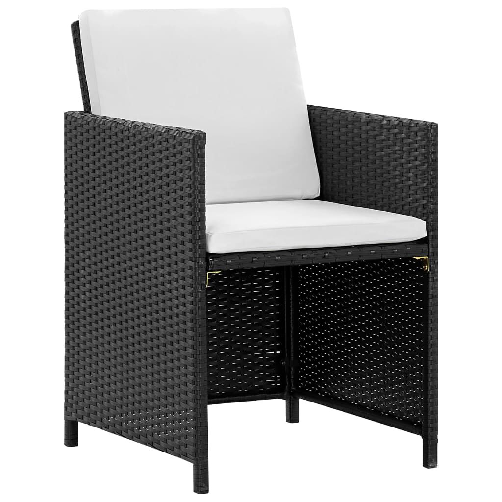 vidaXL 5 Piece Outdoor Dining Set with Cushions Poly Rattan Black