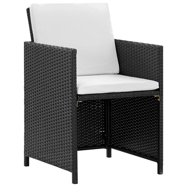 vidaXL 5 Piece Outdoor Dining Set with Cushions Poly Rattan Black