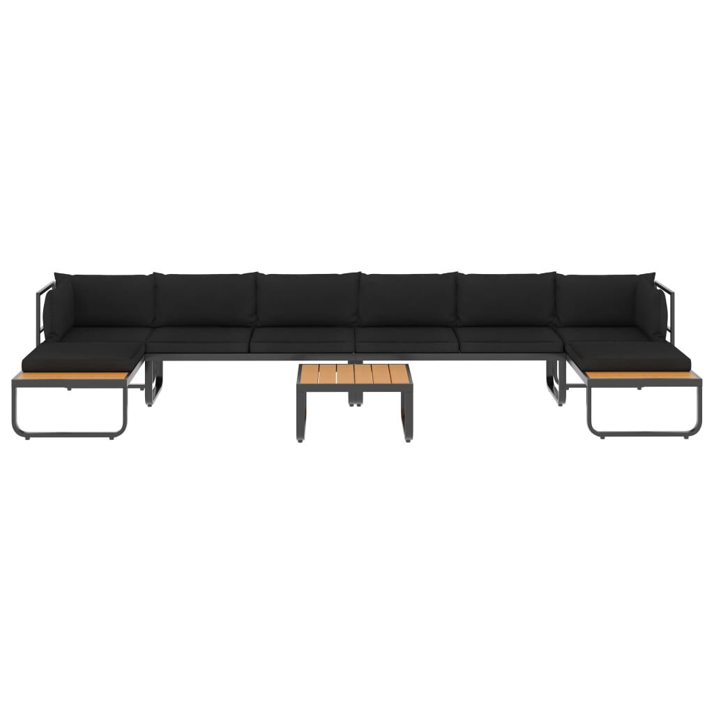 vidaXL 5 Piece Garden Corner Sofa Set with Cushions Aluminium and WPC