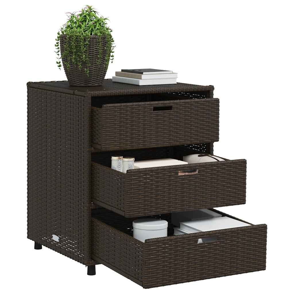 vidaXL Garden Storage Cabinet Brown 55x59x69 cm Poly Rattan