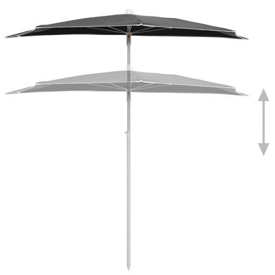 vidaXL Garden Half Parasol with Pole 180x90 cm Anthracite