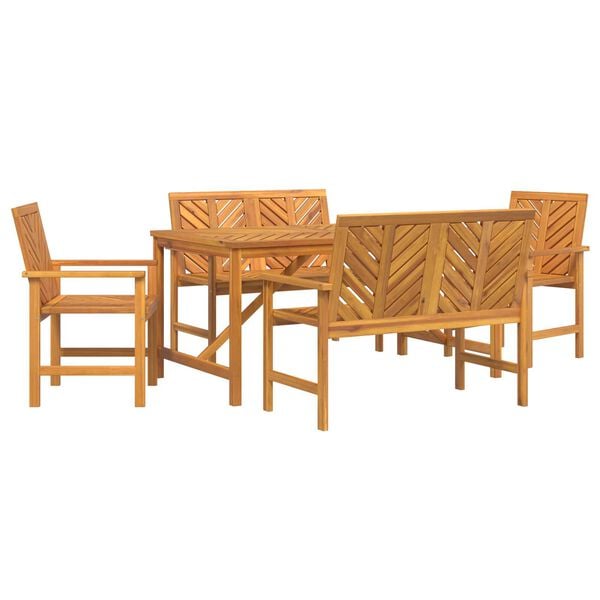vidaXL Garden Dining Set 5 pcs Brown 150 x 90 x 74 cm
