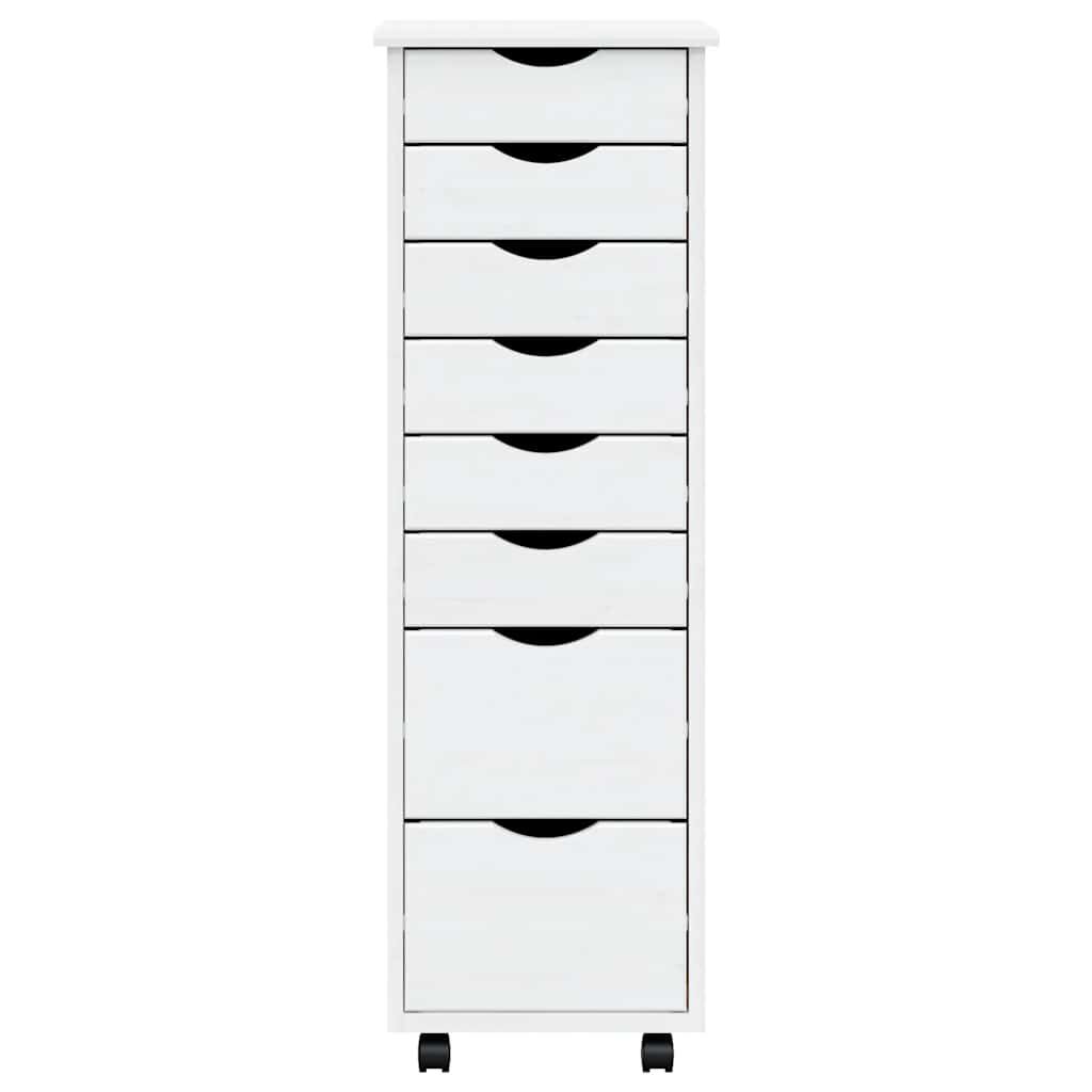 vidaXL Rolling Cabinet with Drawers MOSS White Solid Wood Pine