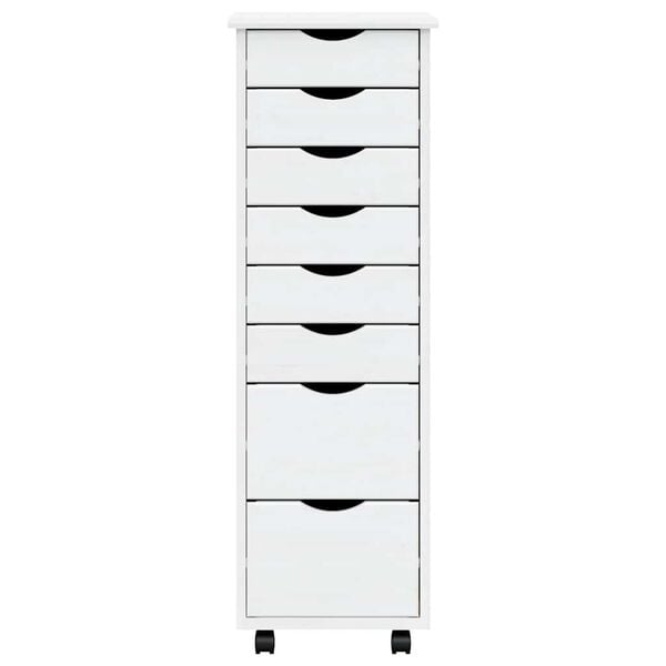 vidaXL Rolling Cabinet with Drawers MOSS White Solid Wood Pine