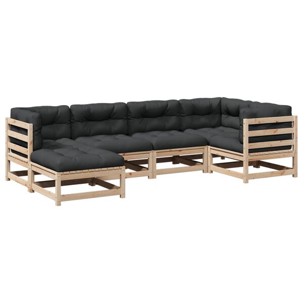 vidaXL 6 Piece Garden Sofa Set with Cushions Solid Wood Pine