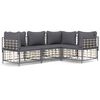 vidaXL 4 Piece Garden Lounge Set with Cushions Anthracite Poly Rattan