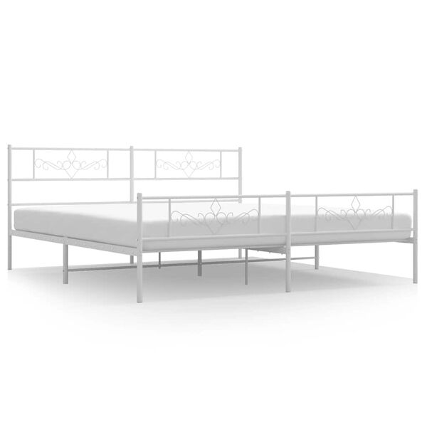 vidaXL Metal Bed Frame without Mattress with Footboard White 183x213cm