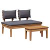 vidaXL Garden Bench 2 pcs Grey and Brown Solid Teak wood