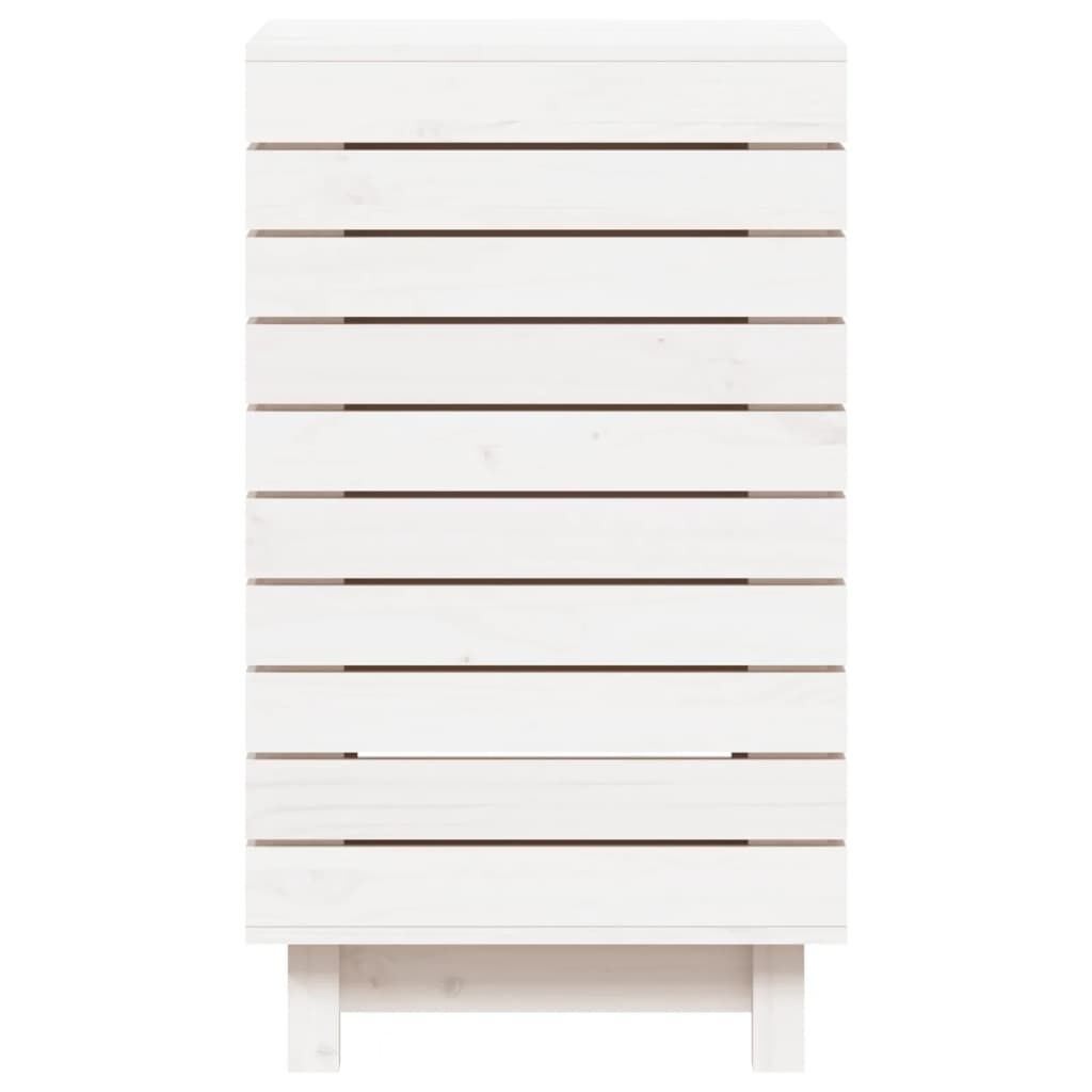 vidaXL Laundry Basket White 44x44x76 cm Solid Wood Pine
