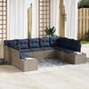 vidaXL Garden Sofa Set with Cushion 9 pcs Grey Poly Rattan