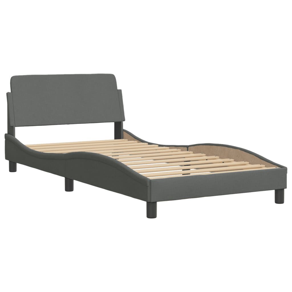 vidaXL Bed Frame with LED without Mattress Dark Grey 100x203 cm Fabric