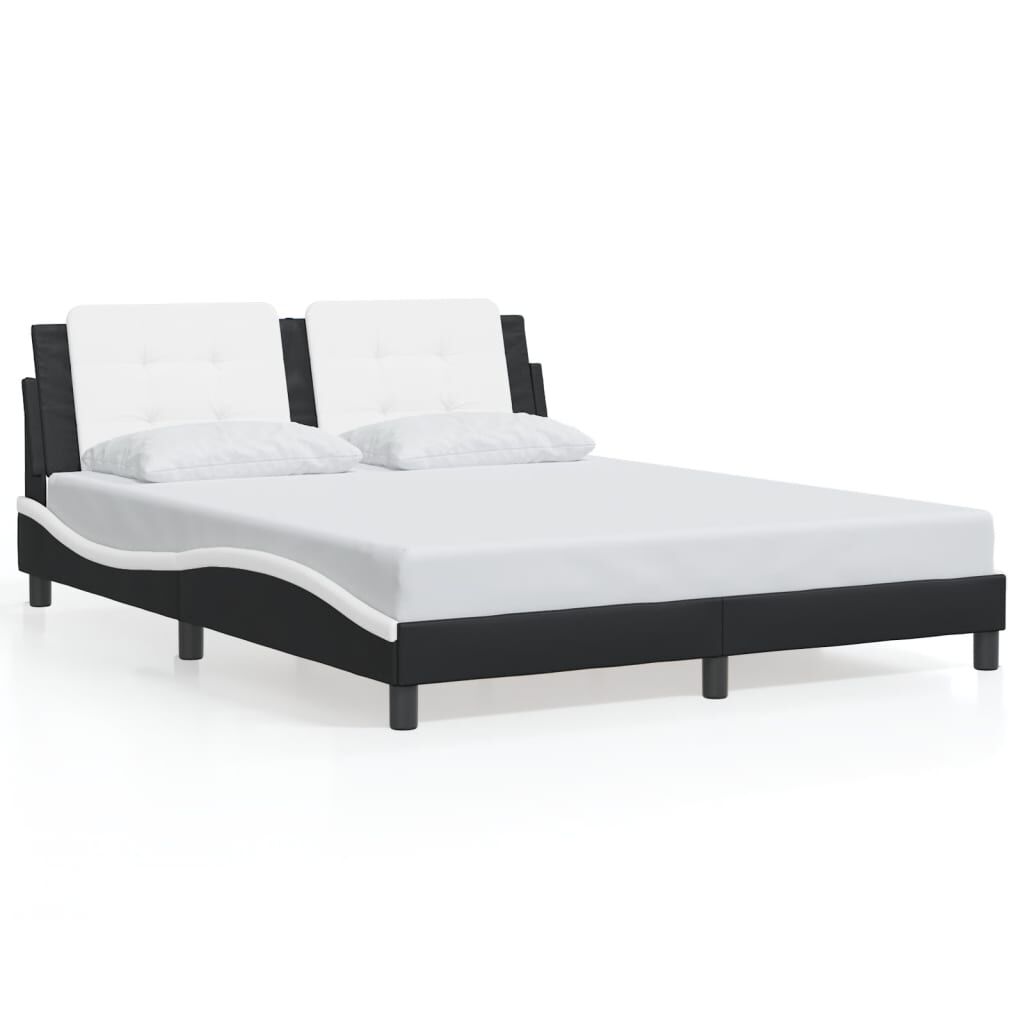 vidaXL Bed Frame with LED without Mattress Black and White 152x203 cm Queen