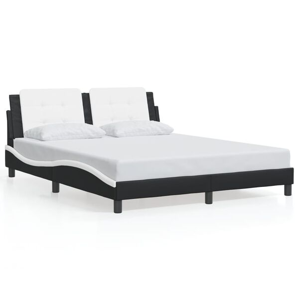 vidaXL Bed Frame with LED without Mattress "Zadar" Black and White 152x203 cm Queen