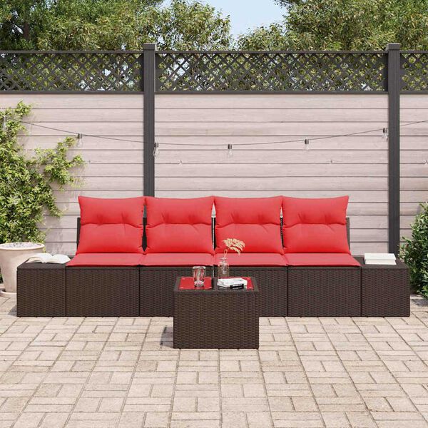 vidaXL Garden Sofa Set 5 pcs Brown Poly rattan