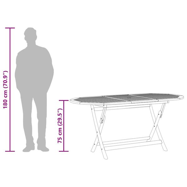 vidaXL Folding Garden Table 160x85x75 cm Solid Eucalyptus Wood