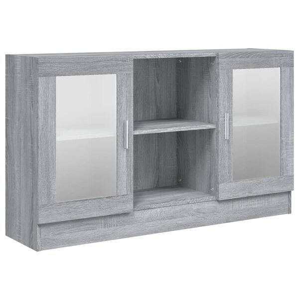 vidaXL Vitrine Cabinet Grey Sonoma 120x30.5x70 cm Engineered Wood