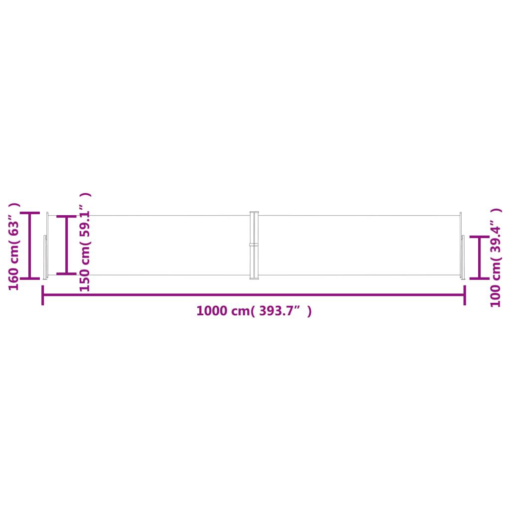 vidaXL Retractable Side Awning Anthracite 160x1000 cm