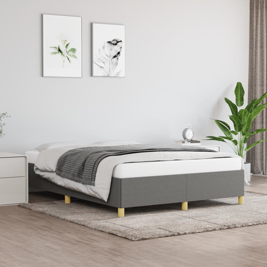 vidaXL Bed Frame without Mattress Dark Grey 137x190 cm Full Fabric