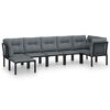 vidaXL 7 Piece Garden Lounge Set Black and Grey Poly Rattan